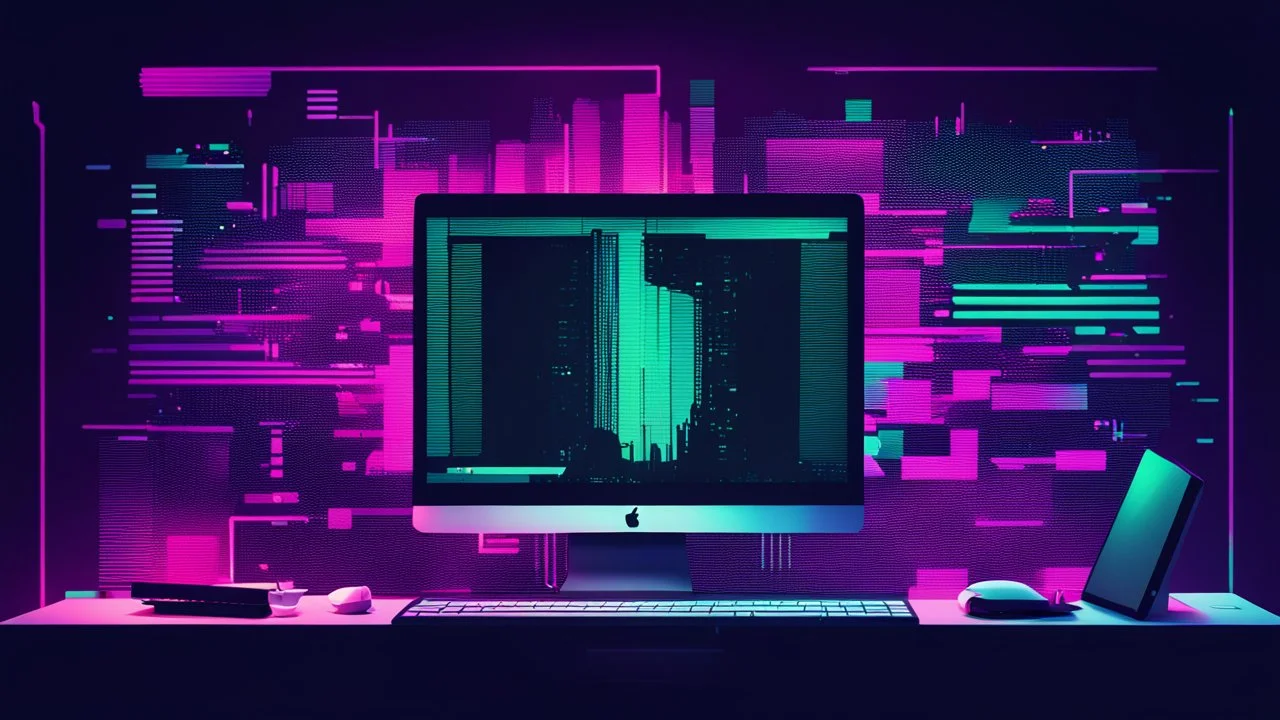 create me a hacker desktop background with the style of glitchart