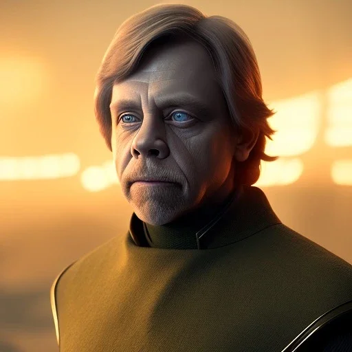 mark hamill as luke skywalker, 4k resolution, soft smooth lighting, light face, elegant, atmospheric, realistic, cinematic lighting, soft light atmosphere, unreal engine 5