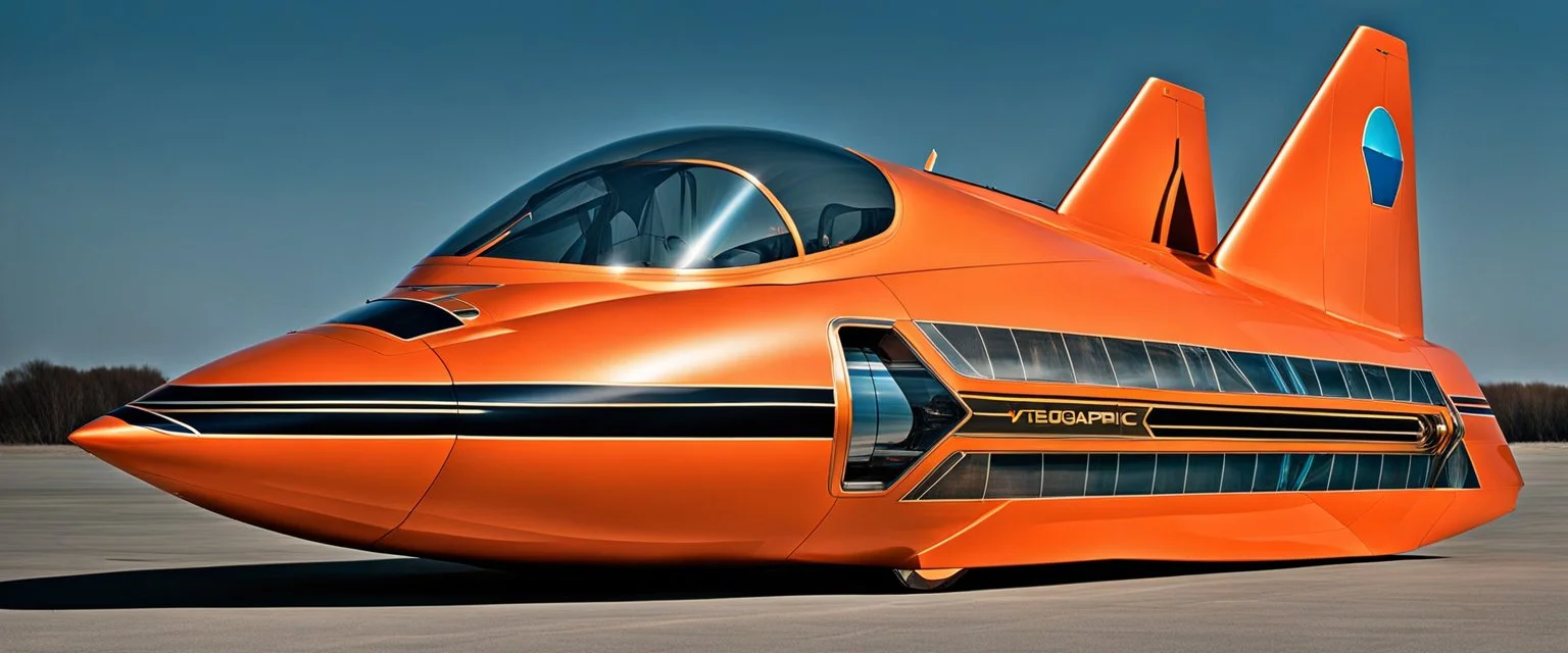 A national geographic award winning photograph of a military fighter jet station wagon elephant hybrid bilaterally symetrical designed by skunkworks, only one vehicle per image painted metallic orange traveling at a high rate of speed, jet intake off of front center of vehicle and jet exhaust out the rear with bright blue flame soviet retrofuturism, cassette tape futurism,