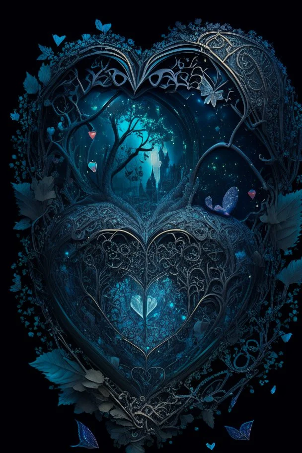 dark fantasy, intricate cover, a whimsical fairytale, heart made of glass