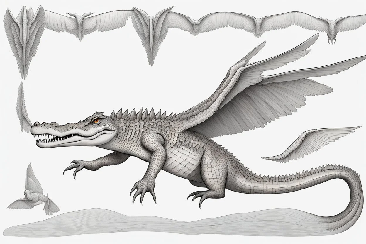 a crocodile with wings