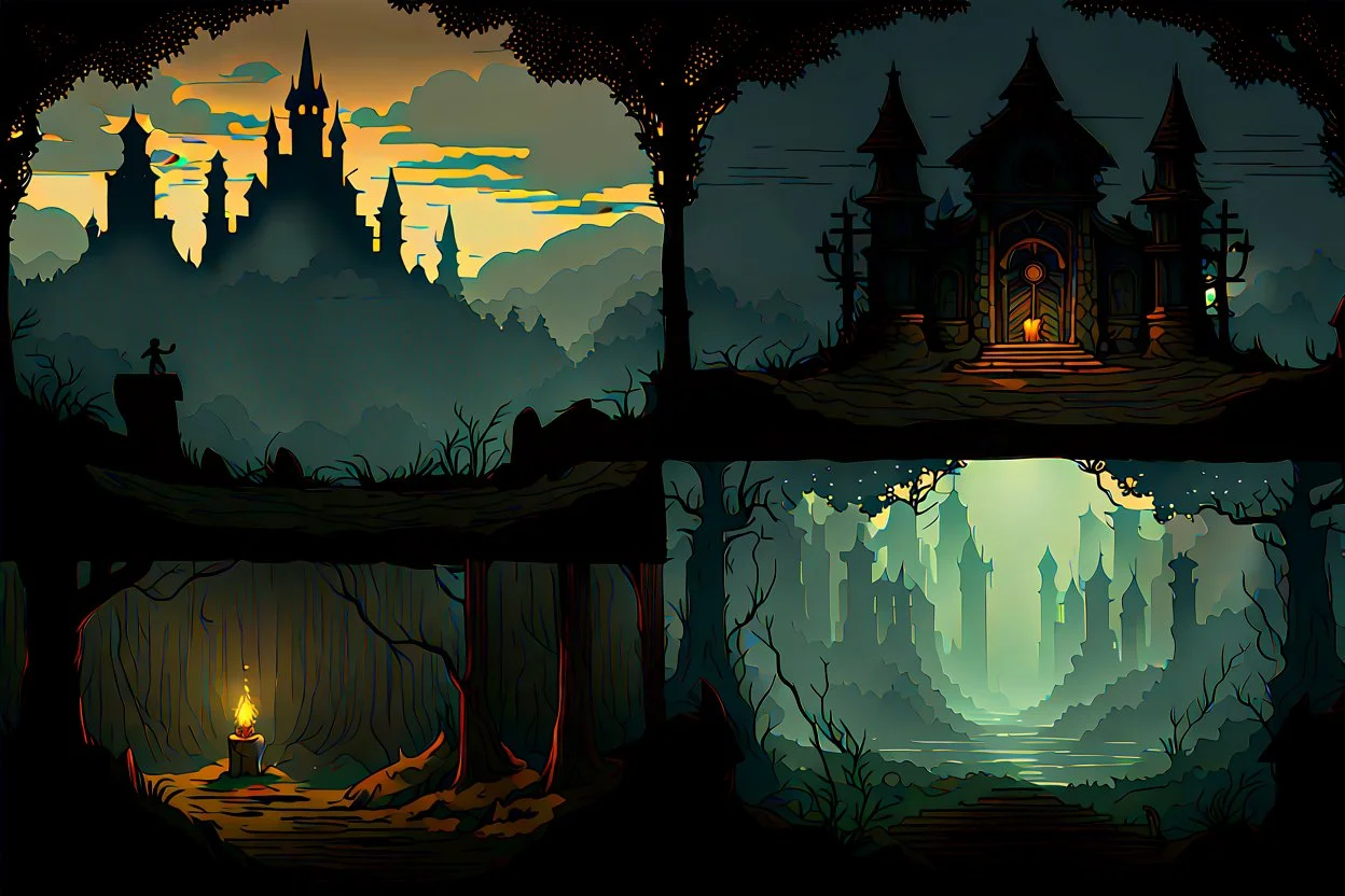 HORIZONTAL 2D GAME BACKGROUNDS inspired dark souls and slavic mythology