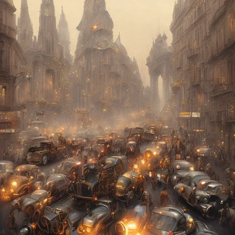 steam punk traffic jam in Paris