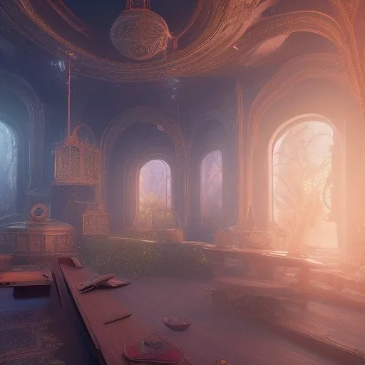 School of learning magical arts, mysterious cosmic backdrop, celestial ambience, soft lighting, unreal engine 5 volumetric lighting, intricate details, realistic style, 8k resolution