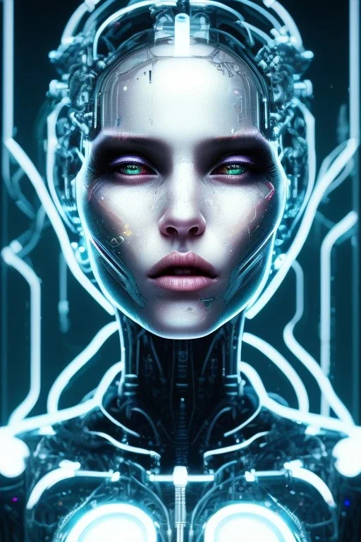 cyberpunk, head, cry women, portrai, face cry, perfect eyes, tron, cyborg, robot, cyborg, seven , perfekt, real, dream, hr giger