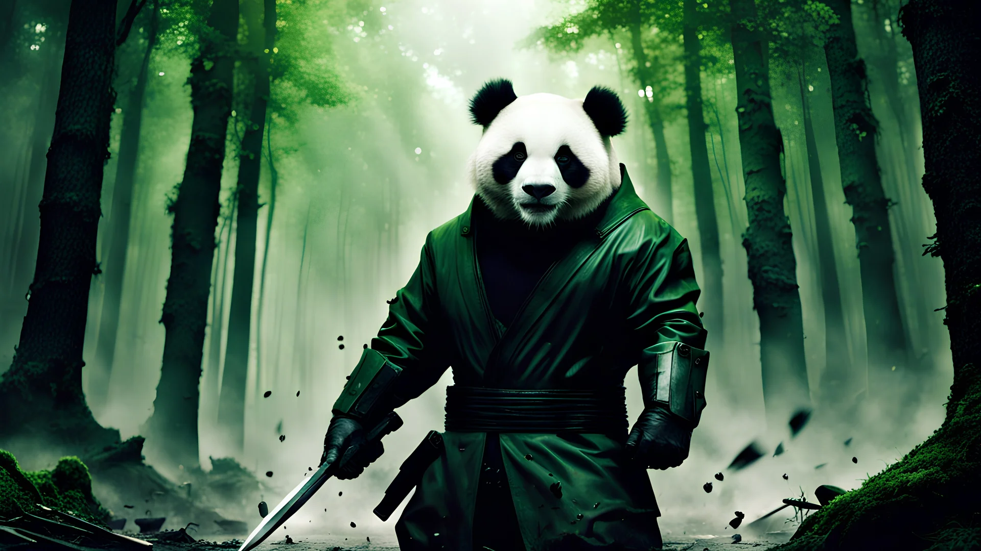 Game character, matrix, Panda,Woods ,dark, fighting,art,nuclear war ,powerful, new age, masterpice, stunning,