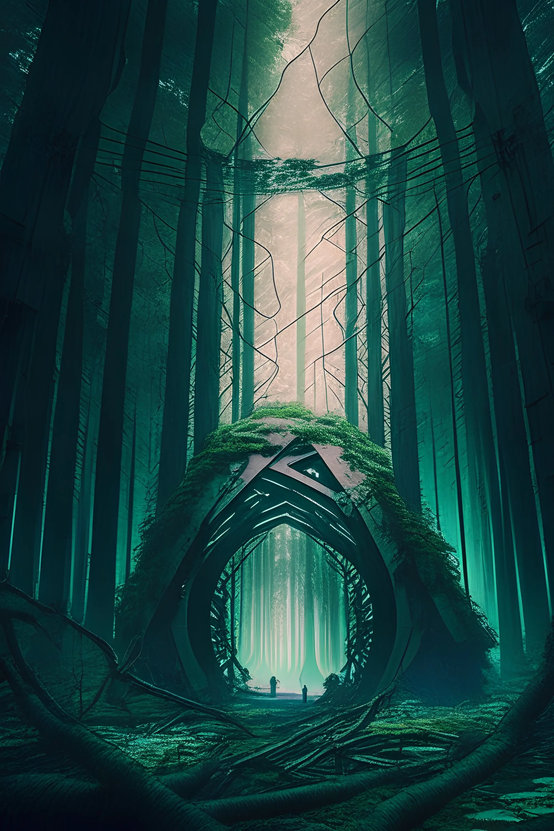 lost but found, futuristic forest,