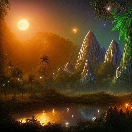  night landscape above the jungle