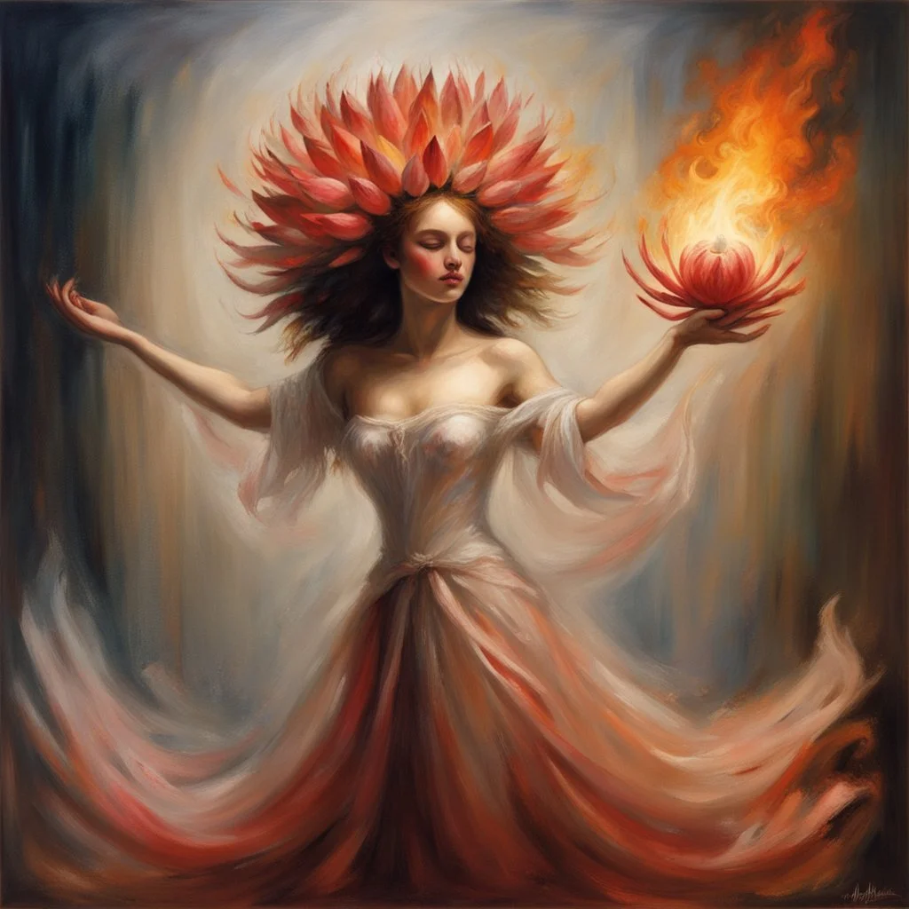 Flaming protea dance.. Modifiers: fantasy ethereal fantastic view crisp quality Dante Gabriel Rossetti Gustav Klimt dreamy Francisco Goya Epic Steve Hanks translucent Stephen Gammell Esao Andrews enchanting Serge Marshennikov Camille rose Garcia August Malmstrom Giovanni di Paolo