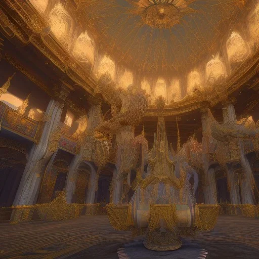 The palace of magic king, huge structure, panoramic view, zoomed out view of the exterior, mysterious, soft lighting, unreal engine 5 volumetric lighting, intricate details, realistic style, 8k resolution