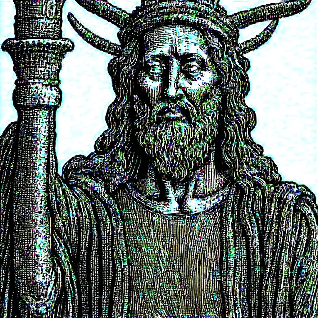 line toned, hedcut, wsj style, statue of cruicified Jesus of Liberty with a beard and wearing a cross and hanging from a cross, The statue male, hyperdetailed intricately detailed photoillustration ink drawing dystopian 8k resolution entire body of the statue is in the picture. digital illustration telephoto lens photography , same colors as the us treasury's one dollar bill, crucified"