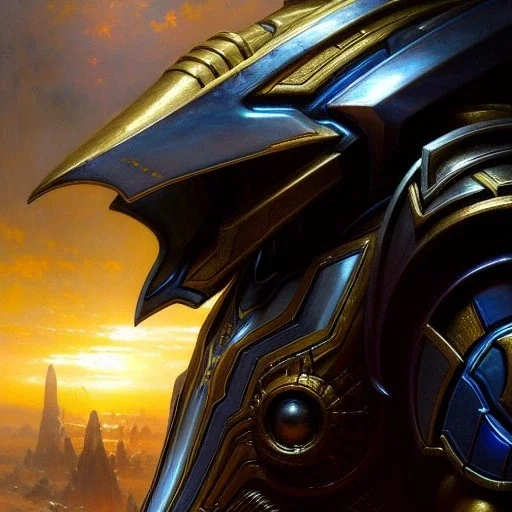 portrait 'Archon Protoss Unit-Starcraft' ancient metal armor ,painting by gaston bussiere, greg rutkowski, yoji shinkawa, yoshitaka amano, tsutomu nihei, donato giancola, tim hildebrandt, oil on canvas, cinematic composition, extreme detail,fit full head inside picture,16k