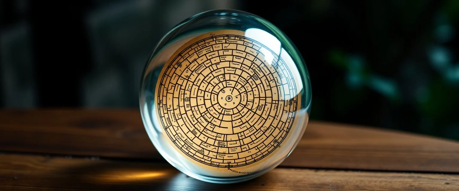 map of labyrinth contained in a glass ball
