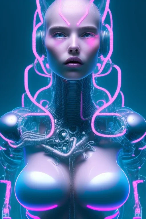 cyberpunk, pink latex body, women, body portrai, big boobs, highlight eyes perfect, skin, tron, cyborg, perfekt sexy, real, dream, hr giger