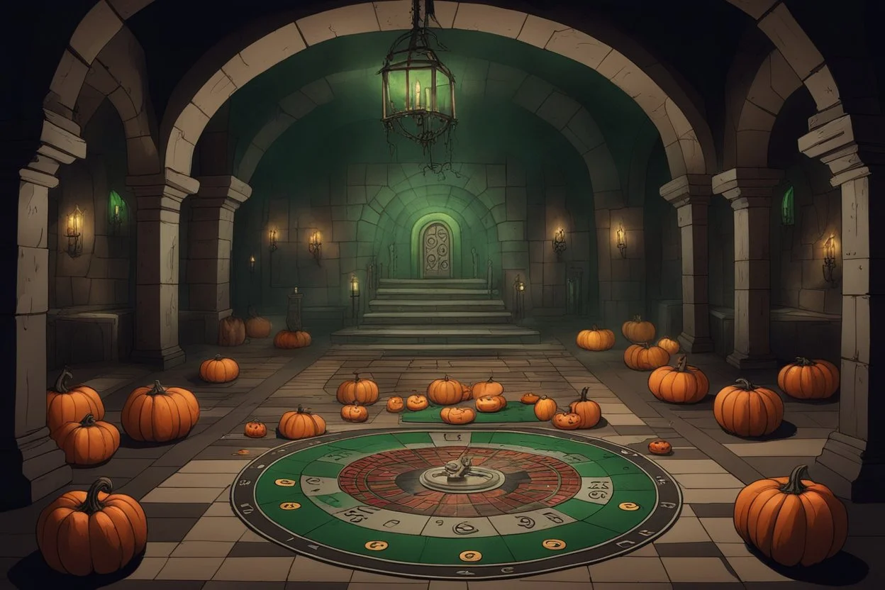Склеп. Многоуровневое подземелье. Главный зал оформлен как игровое поле с огромной рулеткой на полу, тыквами с зелёным пламенем и жуткими декорациями, смешивающими атрибутику Хэллоуина и Рождества. Стиль Тима Бертона