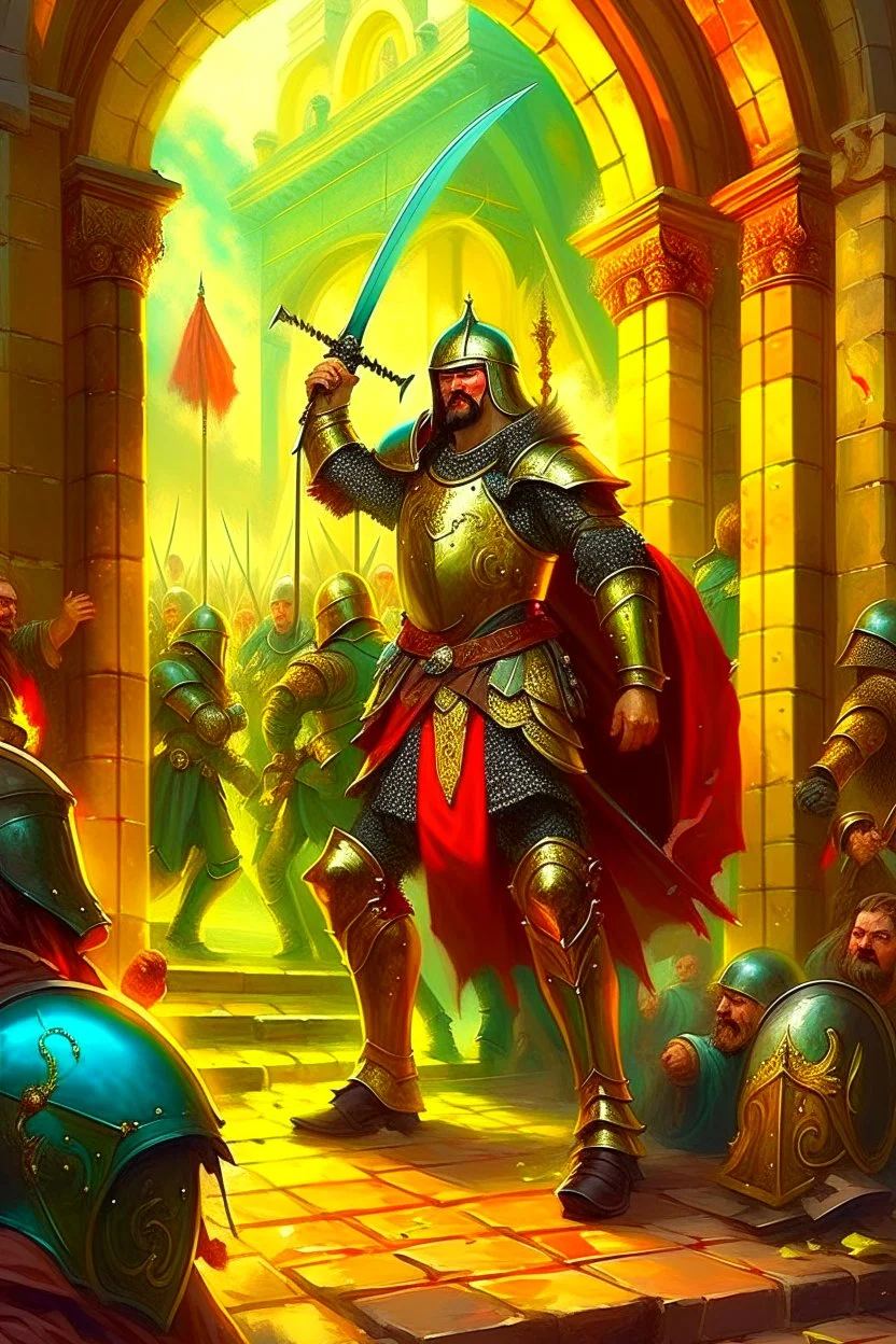 As the doors creaked, behold the hero's grand entrance! With a stride both bold and comically intense, He stumbled forth, a noble, hapless knight, His armor clinking, fitting none quite right. Tripping o'er his sword, and pratfalling anew, He grinned and winked, as the crowd's laughter grew. His mustache twirled, a symbol of sheer might, Though perilous foes fled at the comical sight. With bumbling charm, he vanquished evil's curse, Inept yet endearing, a hero none could rehearse. So let us ch