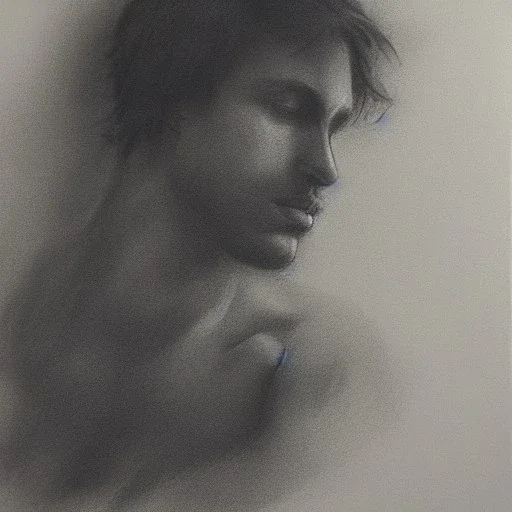 moody charcoal portrait of a man, delicate, high detail, beautiful composition, delicate arrangement, aesthetic, soft lighting, tender