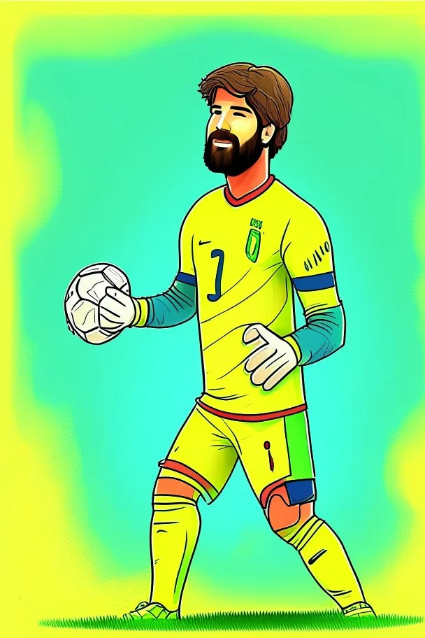 Alisson Becker Brazilian football player cartoon 2d