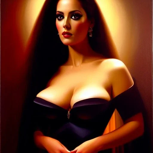 portrait of beautiful busty Clara De Noche painting by Brom, oil on canvas, cinematic composition, extreme detail,fit full head inside picture