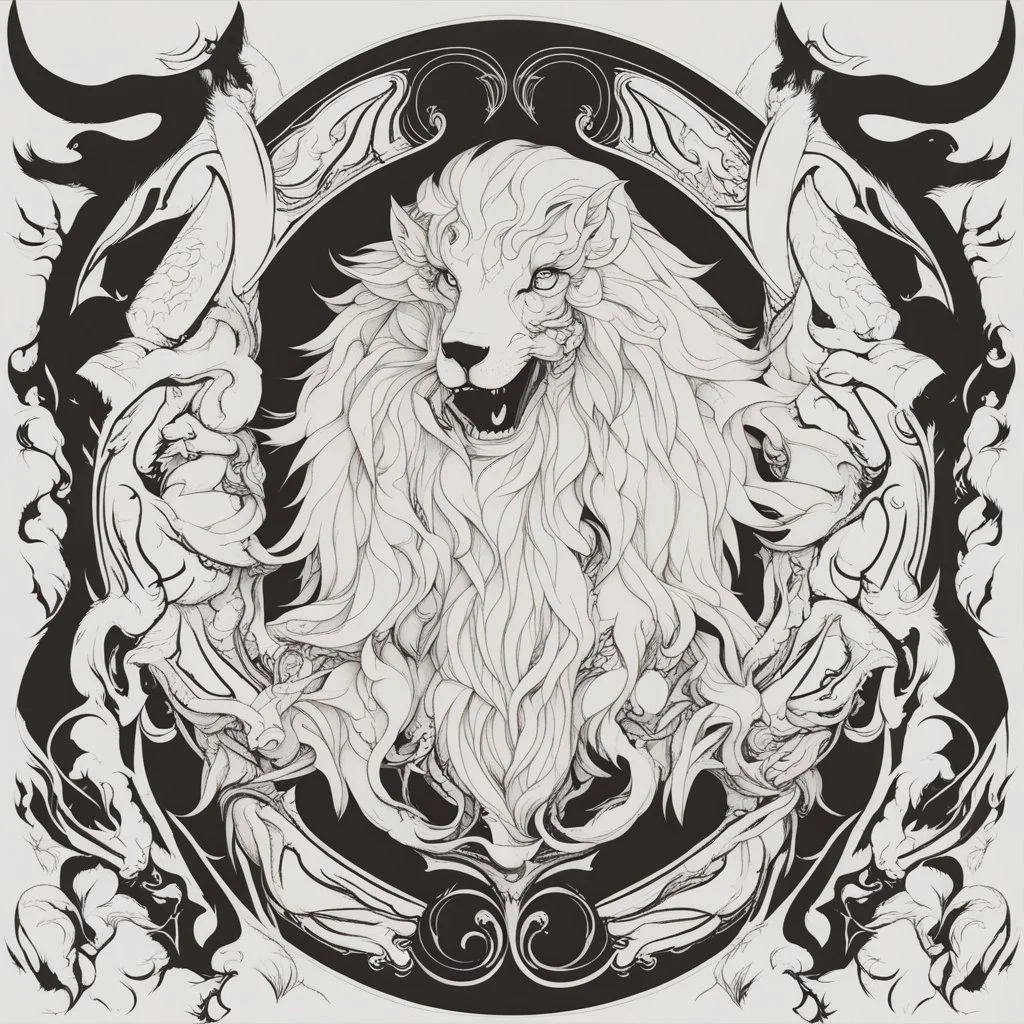 outline of mythical animal, stroke, harsh edges, hard edges, outline