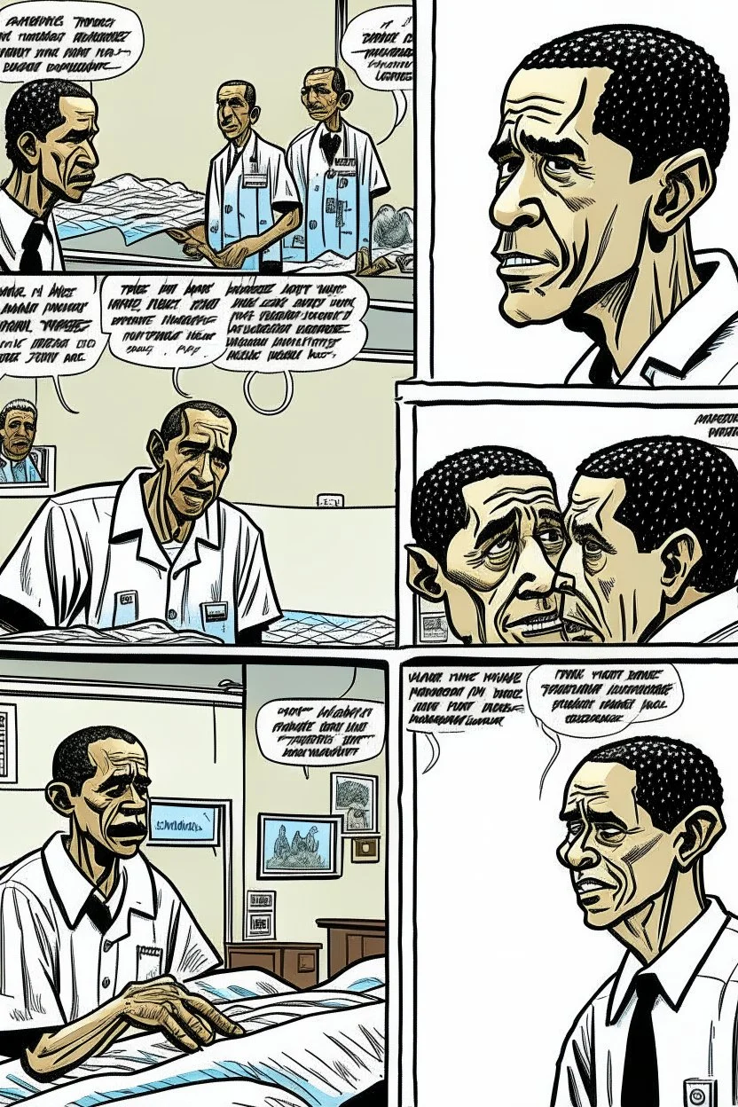 Obama’s hospital incident as a comic strip.