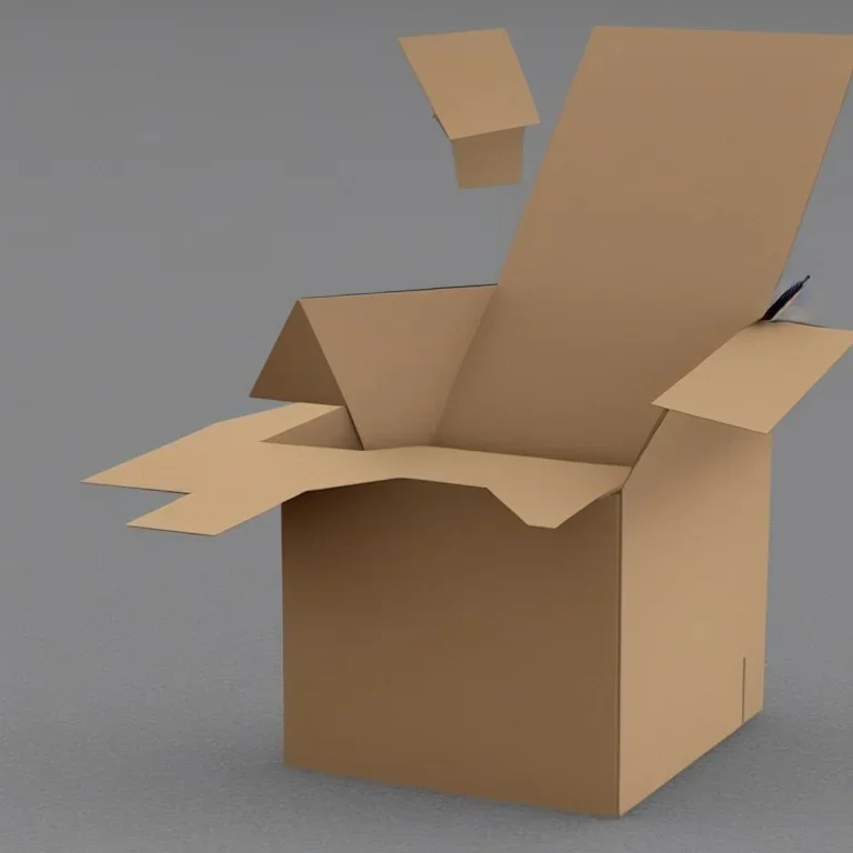 cardboard box 3D levitating in space