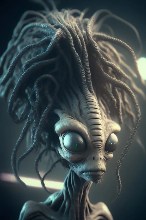 Alien with hair , HD, octane render, 8k resolution