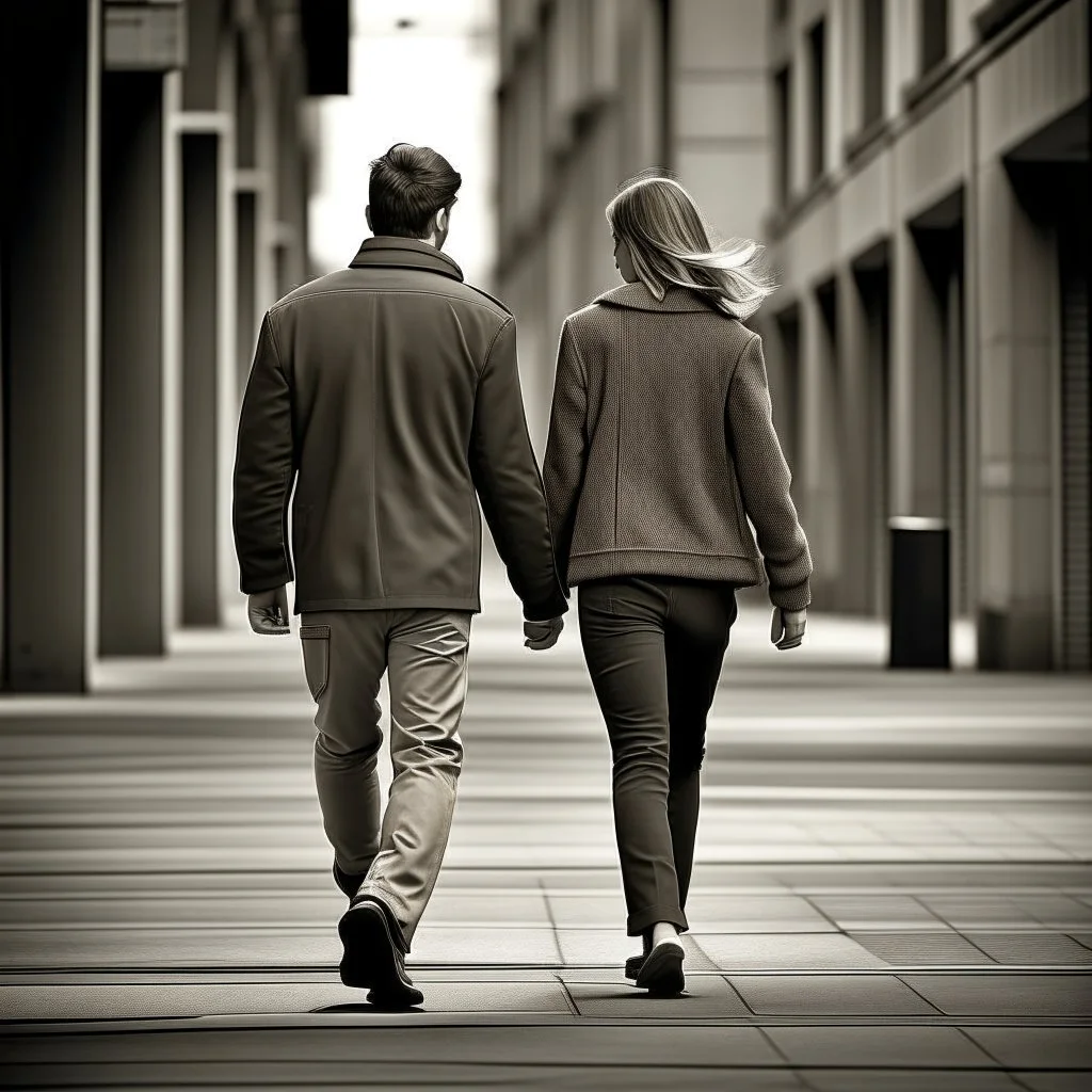 man and woman walking
