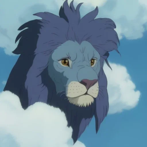 blue, lion made of clouds, clouds, cloud lion, lion cloud