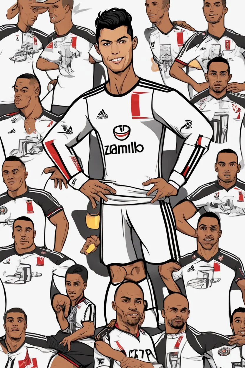 Cristiano Ronaldo wears the Egyptian Zamalek club jersey cartoon 2d