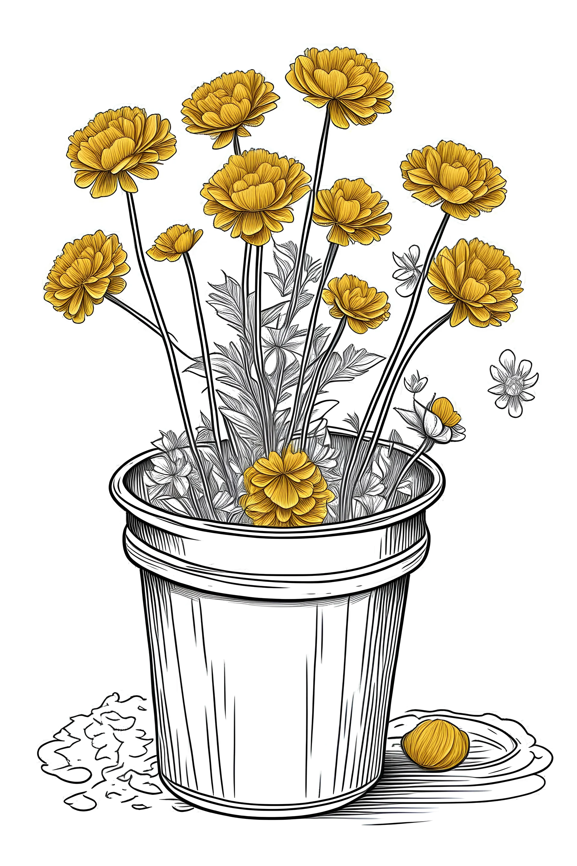Drawing Marigold PNG Transparent Images Free Download | Vector Files |  Pngtree