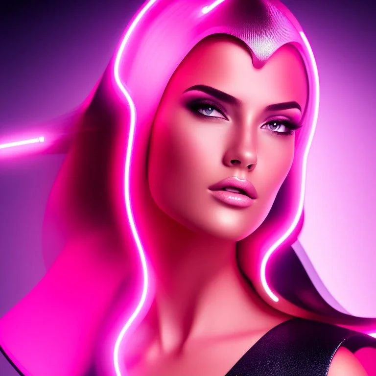 cyberpink, head, woman, portrai, tron