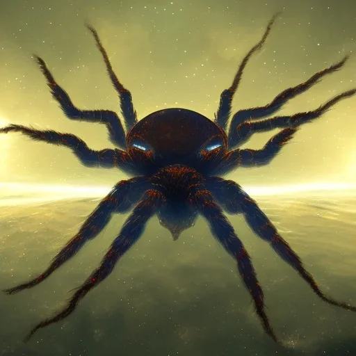 Giant Cosmic ethereal nebulous stellar spider, realistic