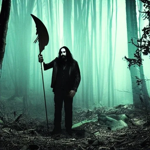 Rotting Christ in a dark forest with a moon