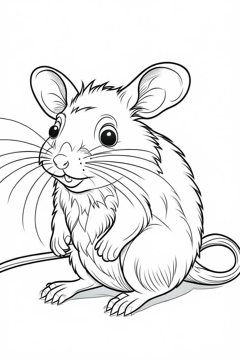 coloring page for kids, rat, cartoon style, thick outline, low details, no shading, no color