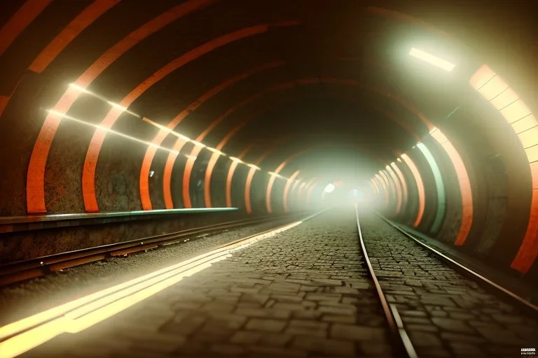 underground subway,volumetric lighting,abadoned,rundown, realistic, unity engine, bloom,cinematic lighting,red tone, octane render.