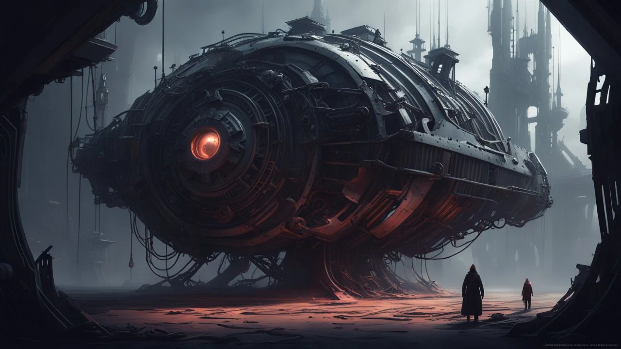 Stylized Mechanical Designs, Alexey Egorov, (Henrik Ågren, James Clyne, Jannis Mayr, Marc Simmonetti’s immersive sci-fi fantasy world), dark ethereal spaces, haunted atmosphere, disturbing narrative art, techno gothic futuristic art, meta details