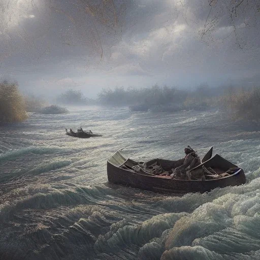 Insanely detailed photograph of an “artitcture plans of a canoe on river with rapids ” with intricate waves, intricate embroidered band of stars, hyperdetailed painting by Ismail Inceoglu Huang Guangjian and Dan Witz CGSociety ZBrush Central fantasy art album cover art,8K, hdr, romantic, mysterious, ominous, flowers, jewelry, steam,oil,cafe,street vendor,steamship,D&D