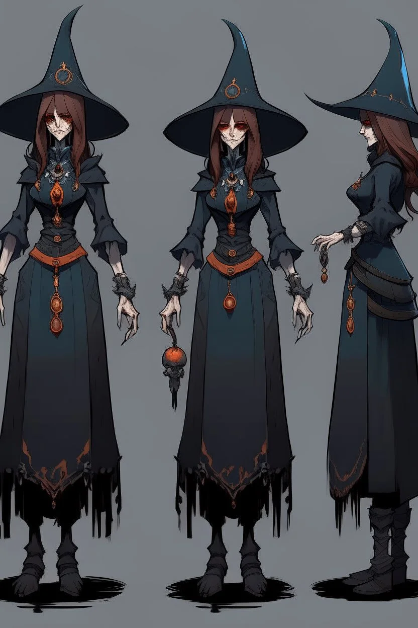 witch necromancer female dress turnaround