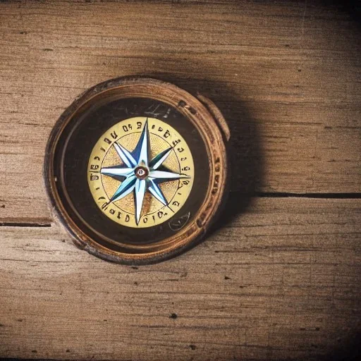 Compass on top of an old leathery ocean map