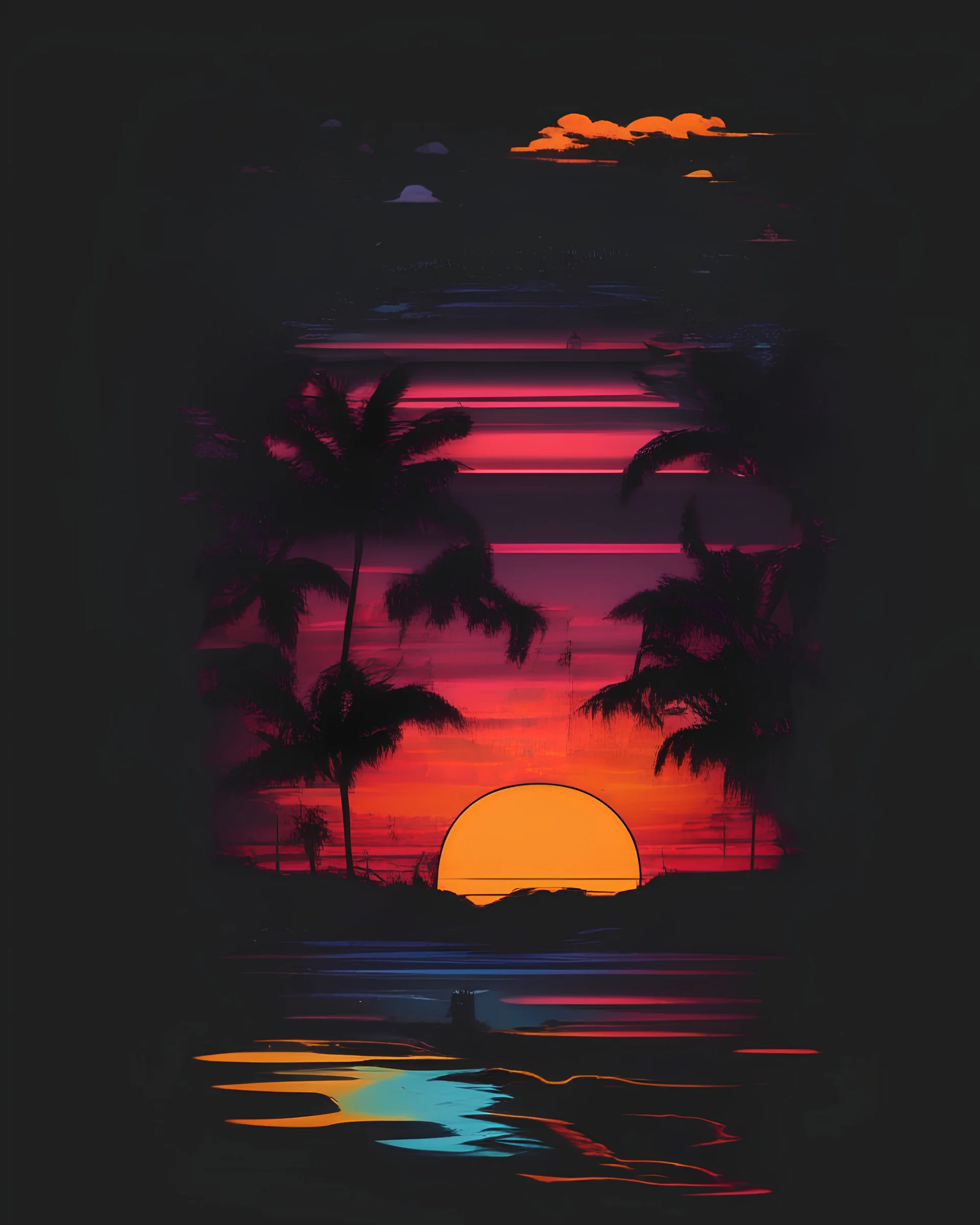 retro sunset for T-Shirt design