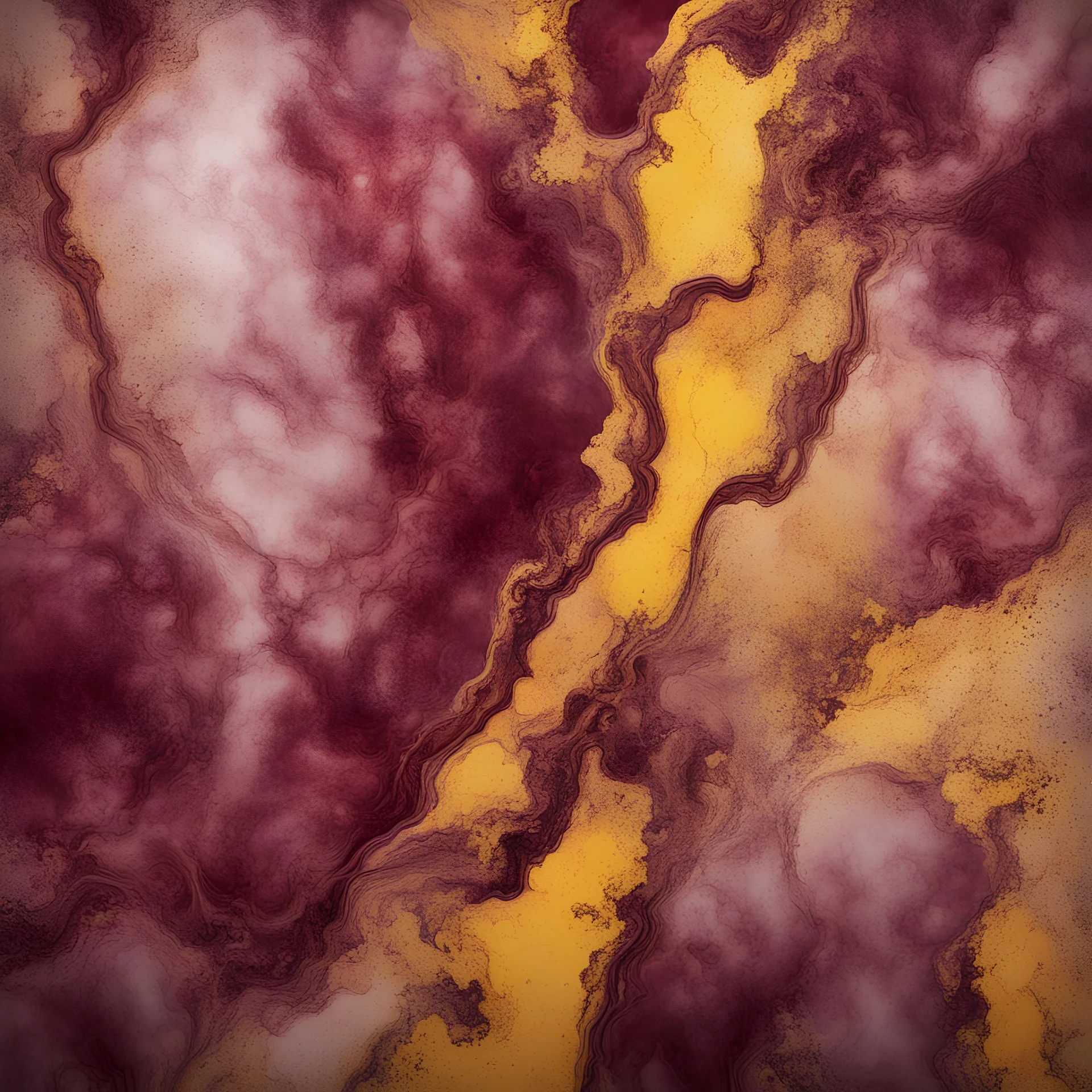 Hyper Realistic maroon & yellow marble texture with rustic background & vignette effect