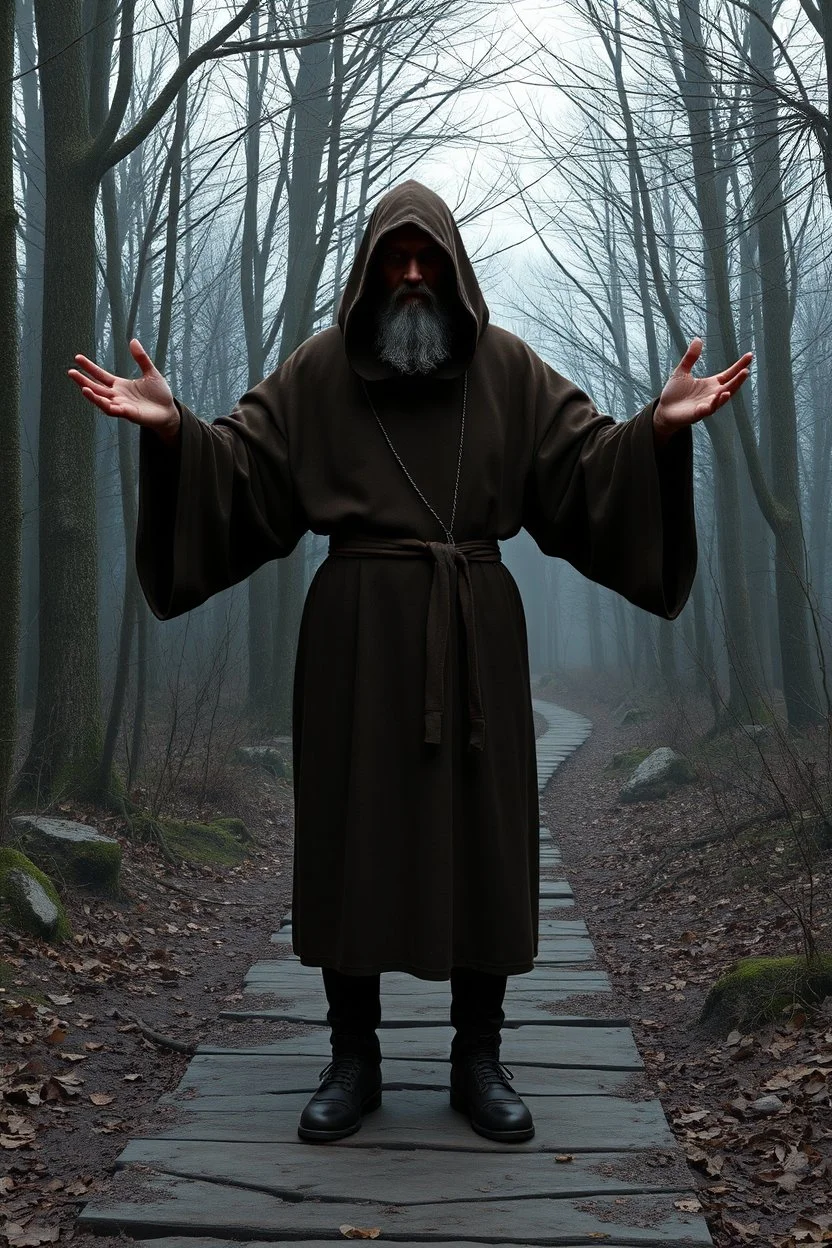 russian monk for a horror , silent hill style, 3d model, t-pose, full length, a pose