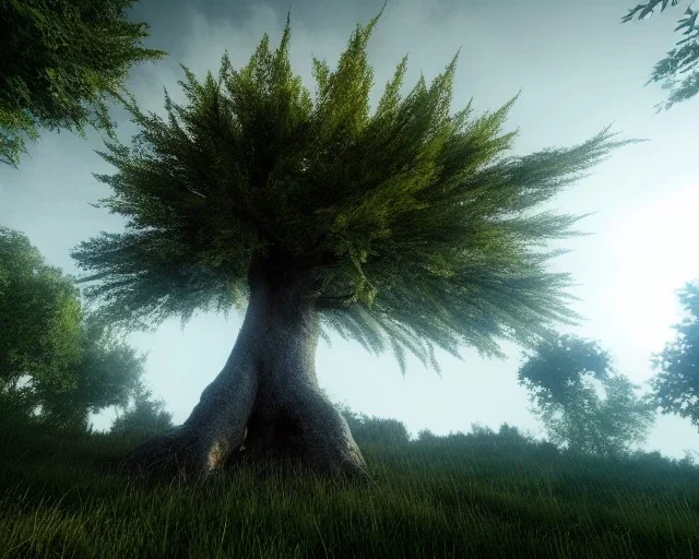 The last tree on the planet,ultra graphics, RTX, TXXA, SSAO, High quality,hyperrealistic, Super detailed, HDR,4k