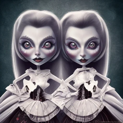 extrem tim burton style of the evil stepsisters, sharp focus