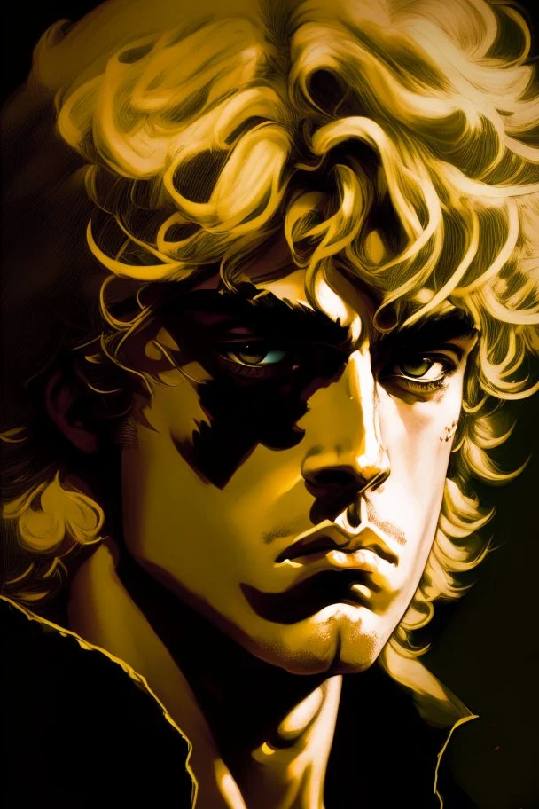 A portrait of Dio Brando, from JoJo anime; Caravaggio style