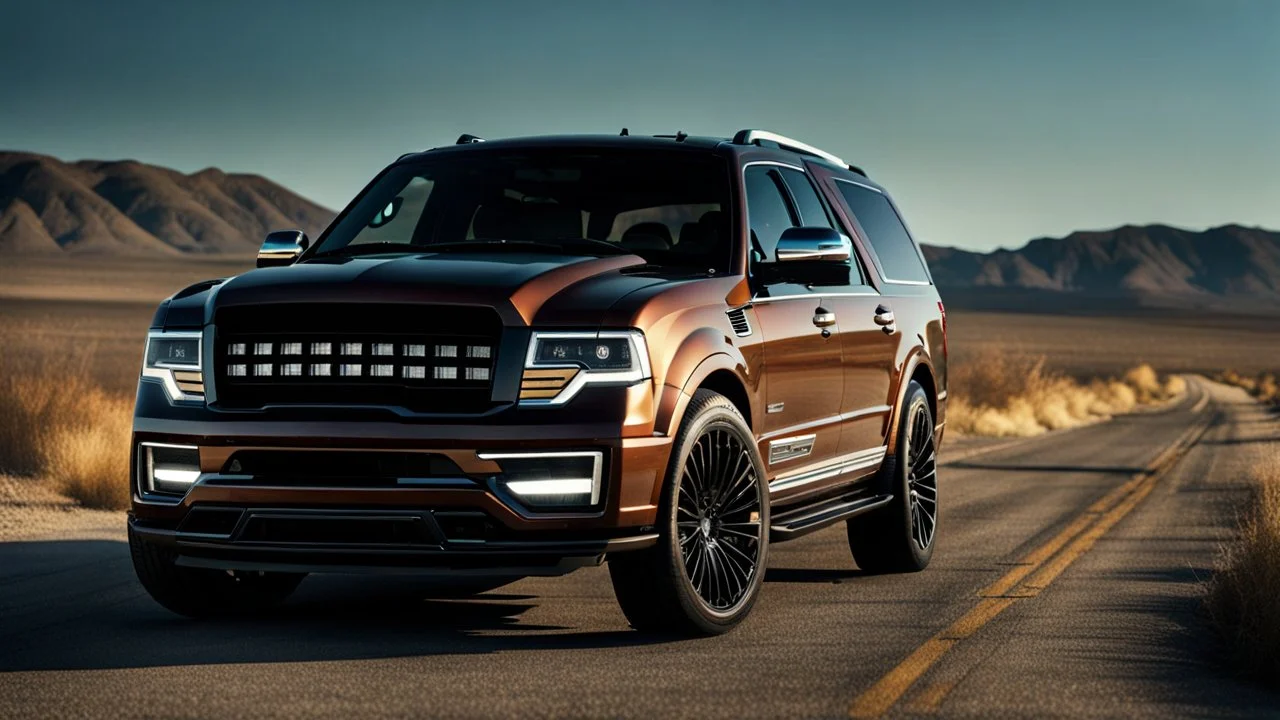 Lincoln Navigator Shelby GT500, rear view, cinematic, luxurious --chaos 80 --ar 16:9 --style raw --stylize 700