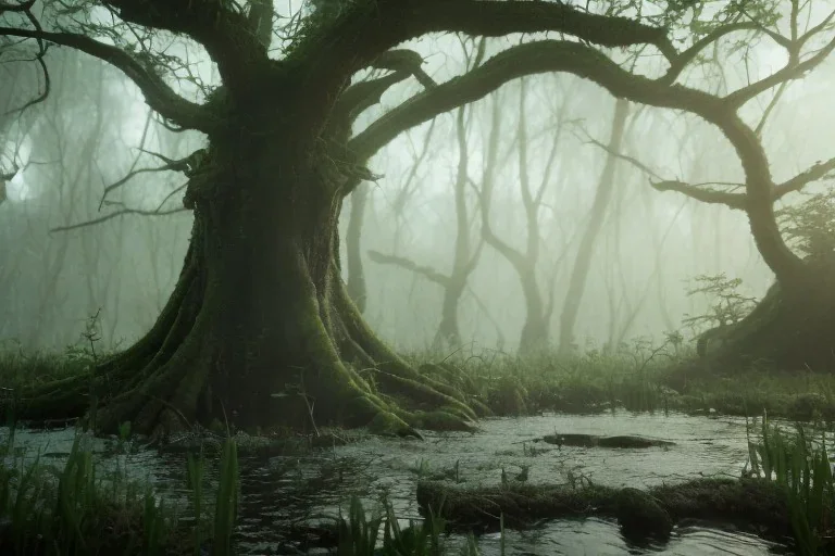 Grendels mother in a fantasy movie swamp