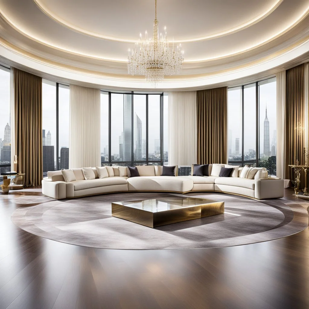 luxury room with luxury furniture ,with wide empty area in middle of floor for dancing