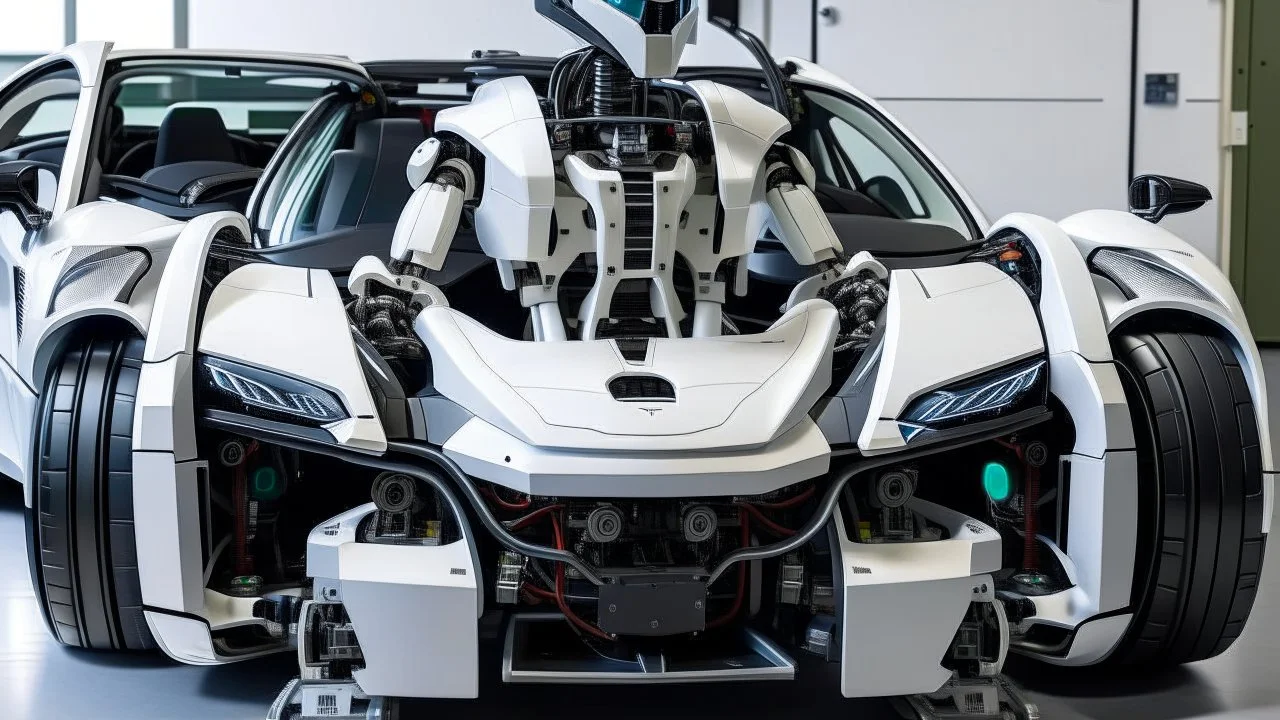 Metamorphosis of a sports car into a humanoid robot